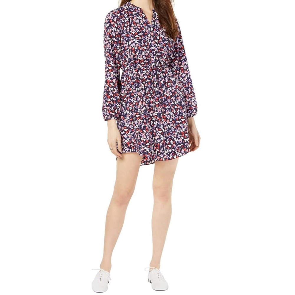 Maison Jules Purple Floral Print Shirt Dress Size XS